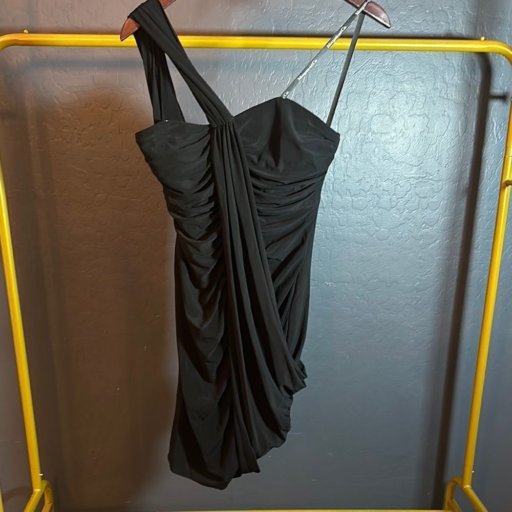 Morgan & Co. Black Bodycon Ruched One Shoulder‎ Mini Dress